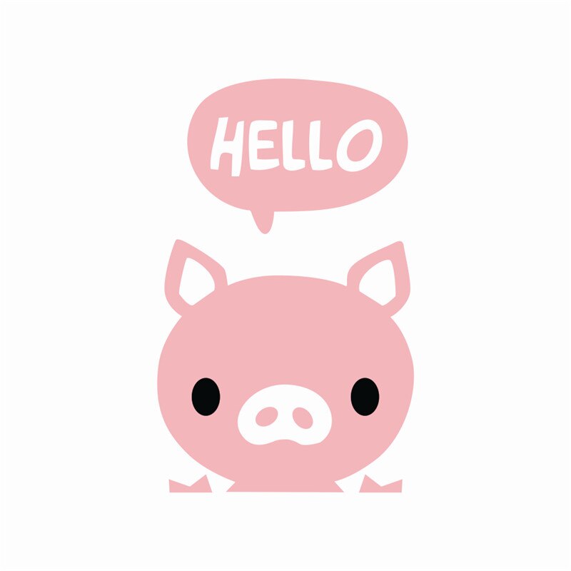 Lovely Pink Piggy Say "Hello" Switch Stickers Outlets Decorations Diy Cartoon Wall Vinyl Home Decals Animals Pig Mural Art