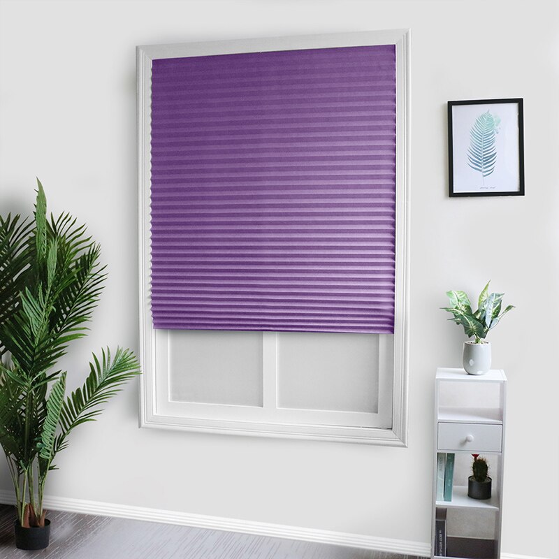 Self-Adhesive Pleated Blinds Blinds Curtains Living Room Half Blackout Window Curtains For Bathroom Balcony Shades: Purple