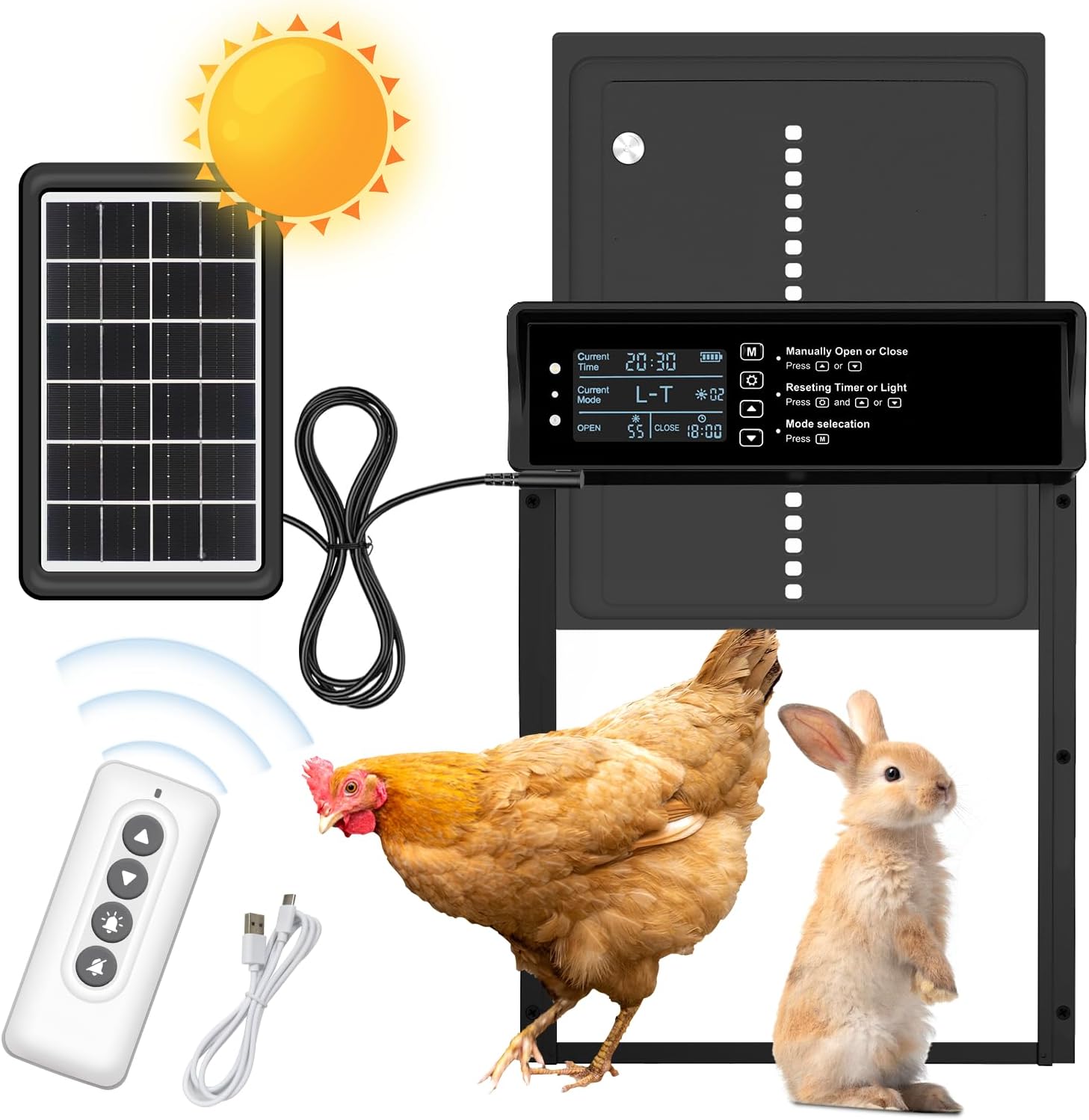 Automatic chicken coop door, solar aluminum chicken coop door with timer and light sensor, all aluminum chicken coop door opener: Default Title