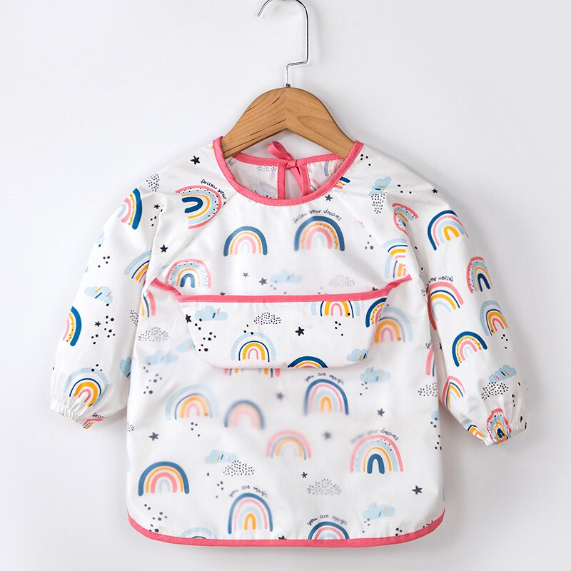 Baby Kids Toddler Long Sleeve Scarf Waterproof Art Smock Feeding Bib Apron Pocket Infant Boys Girls Burp Cloth Bandana Bibs: 7