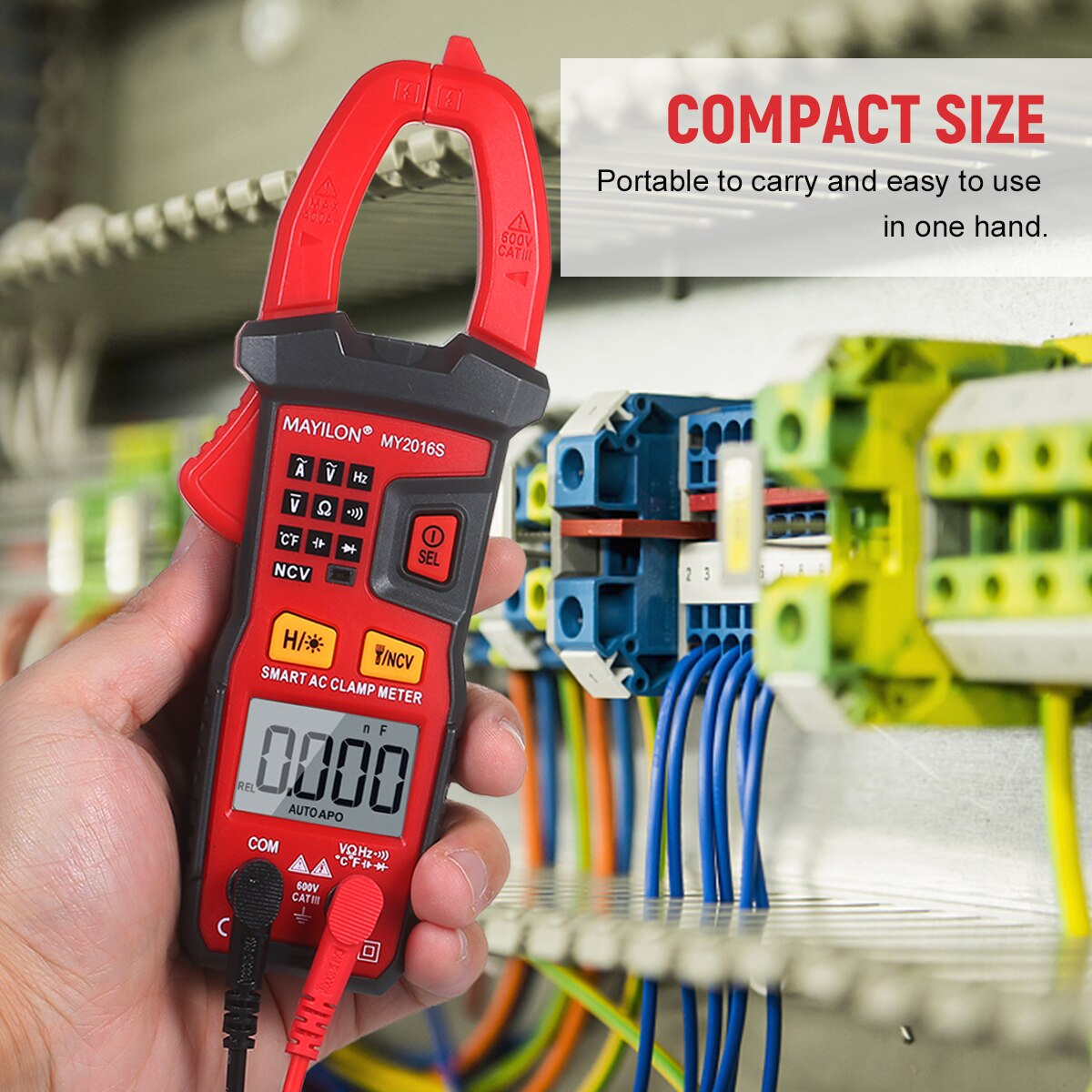 Digital AC Current Clamp Meter 6000 Counts Automatic Range LCD Display Multimeter with Backlight Multifunctional Clamp Gauge