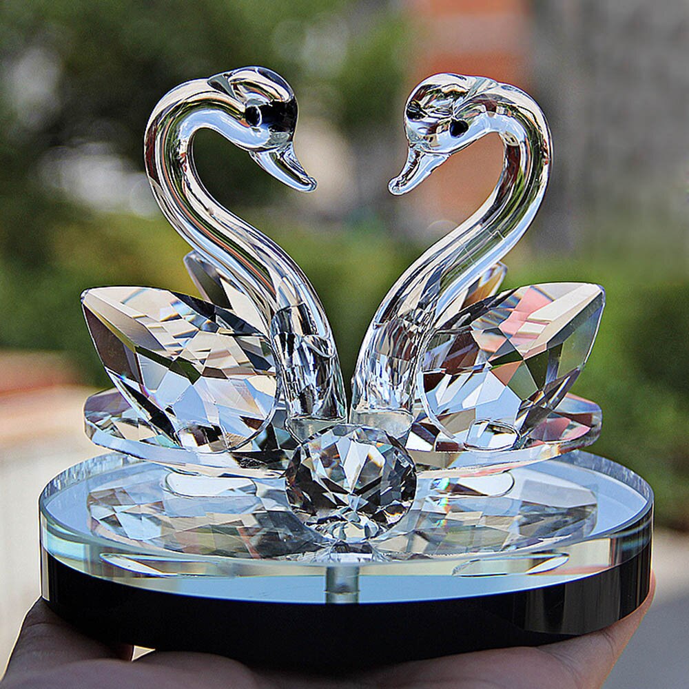 Swan Crystal Glas Beeldjes Collectie Diamant Zwaan Dier Presse-papier Tafel Ornament Bruiloft Home Decor Kids Verjaardagscadeautjes: A