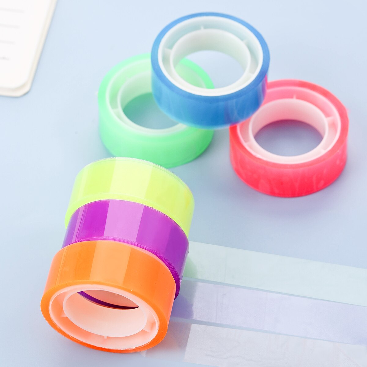 15Mm Brede Regenboog Gekleurde Plakband Doorschijnende Etikettering Decoratief Waterdicht Voor Kunst Diy Kantoorbenodigdheden