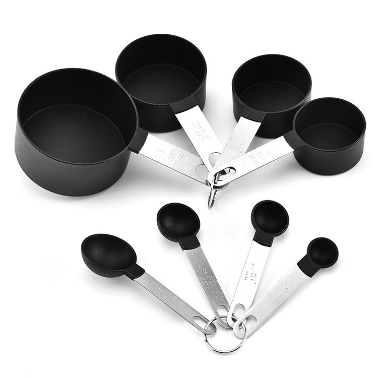 Stainless Steel Measuring Cup Measuring Spoon Set 8-piece Stainless Steel Handle Measuring Cup Measuring Baking Metering Set