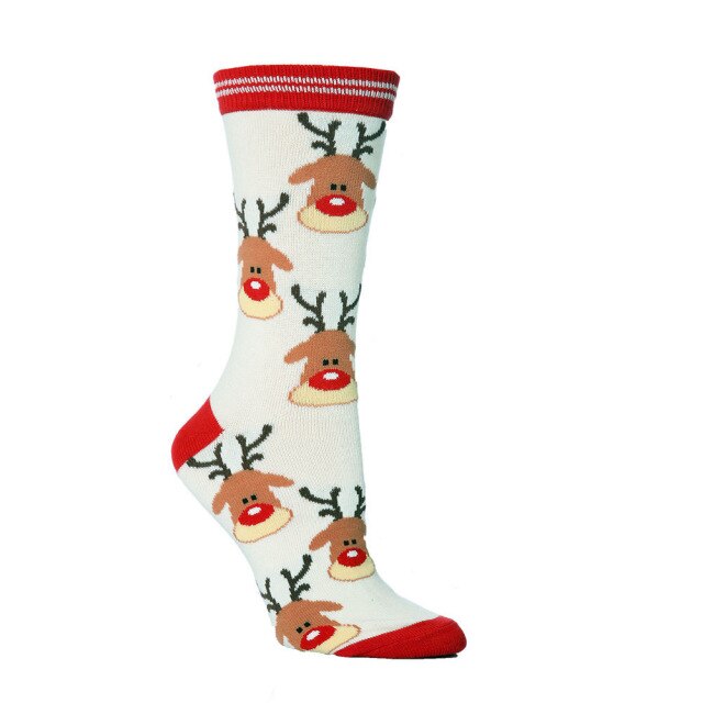 Christmas Tree Snow Elk Cotton Happy Socks Autumn Winter Christmas Socks Men Funny Year Santa Claus: elk