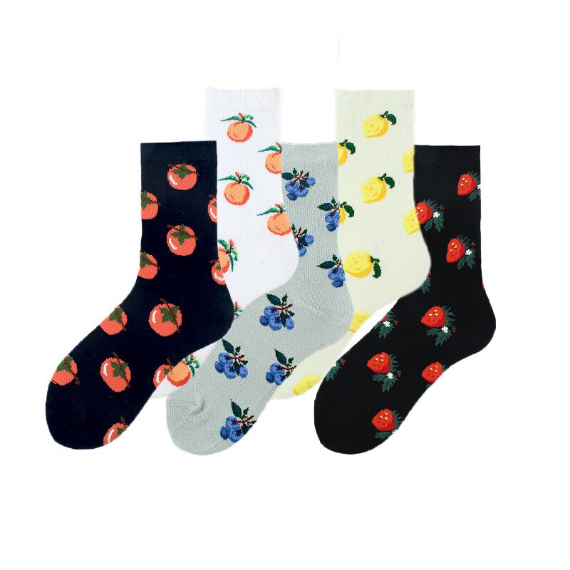 Dorosłe owoce bawełniane skarpetki soczyste cytryny pomidor borówka miód brzoskwinia truskawkowe cytryny pomidory jagody brzoskwinie truskawki