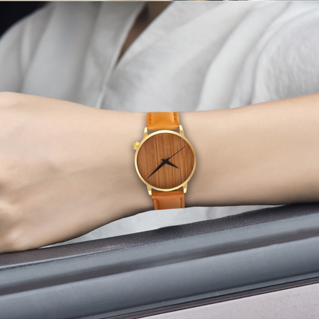 Zegarek Damski Vrouwen Horloges Creatieve Persoonlijkheid Houten Sleek Wijzerplaat Quartz Polshorloge Europese Zonder Digitale Herenhorloge Reloj