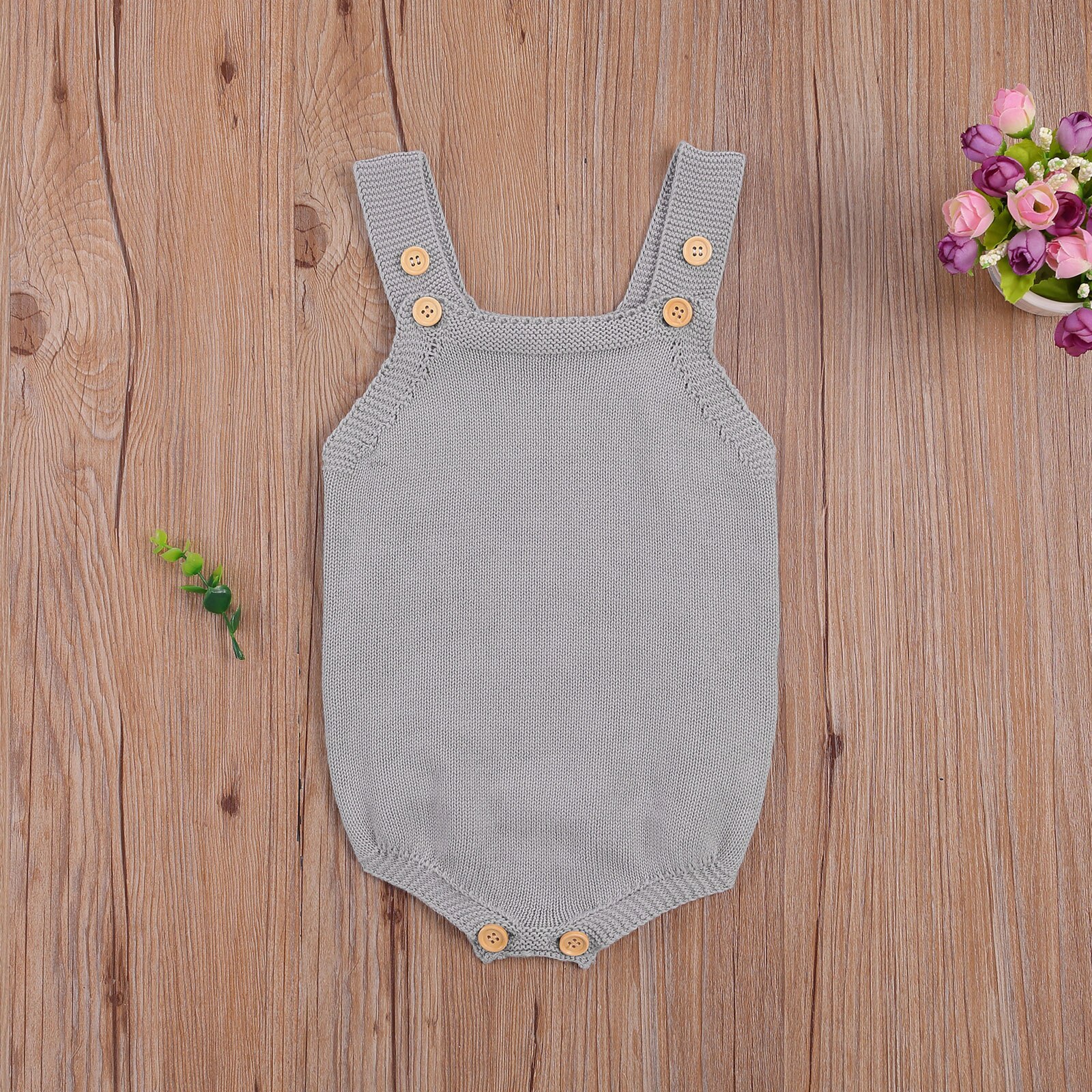 Baby Baby Jongens Meisjes Trui Gebreide Jumpsuits Comfortabele Mouwloze Schouderriem Bodysuit Een Stuk Pak Voor Peuter