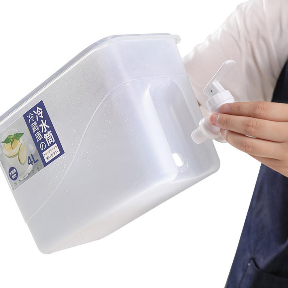 4L Juice Jug With Faucet Detachable Rotating Cold Water Container Summer Refrigerator Drinks Bottle Lemon Beverage Dispenser