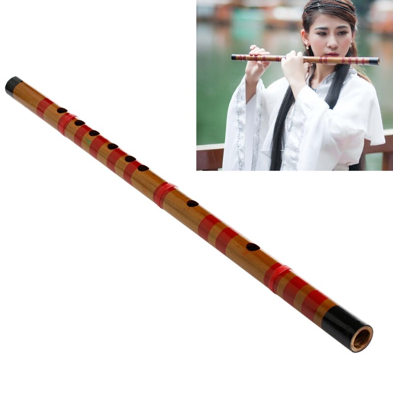 Traditionel lang bambusfløjte klarinet studerende musikinstrument 7 hul 42.5cm