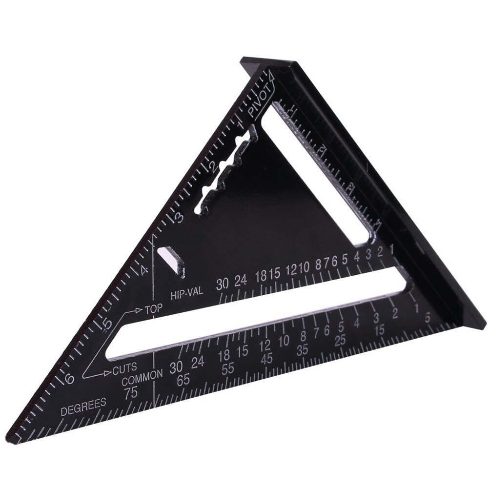 12 Inch Triangular Measuring Ruler Hand Tools Set Metric Aluminum Alloy Metric/Inch Square Roofing Triangle Protractor Tester: Red
