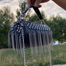 Vintage beroemde schelpen franje tas tassen dames handtassen portemonnees klinknagel pu leren dames schoudertassen tas