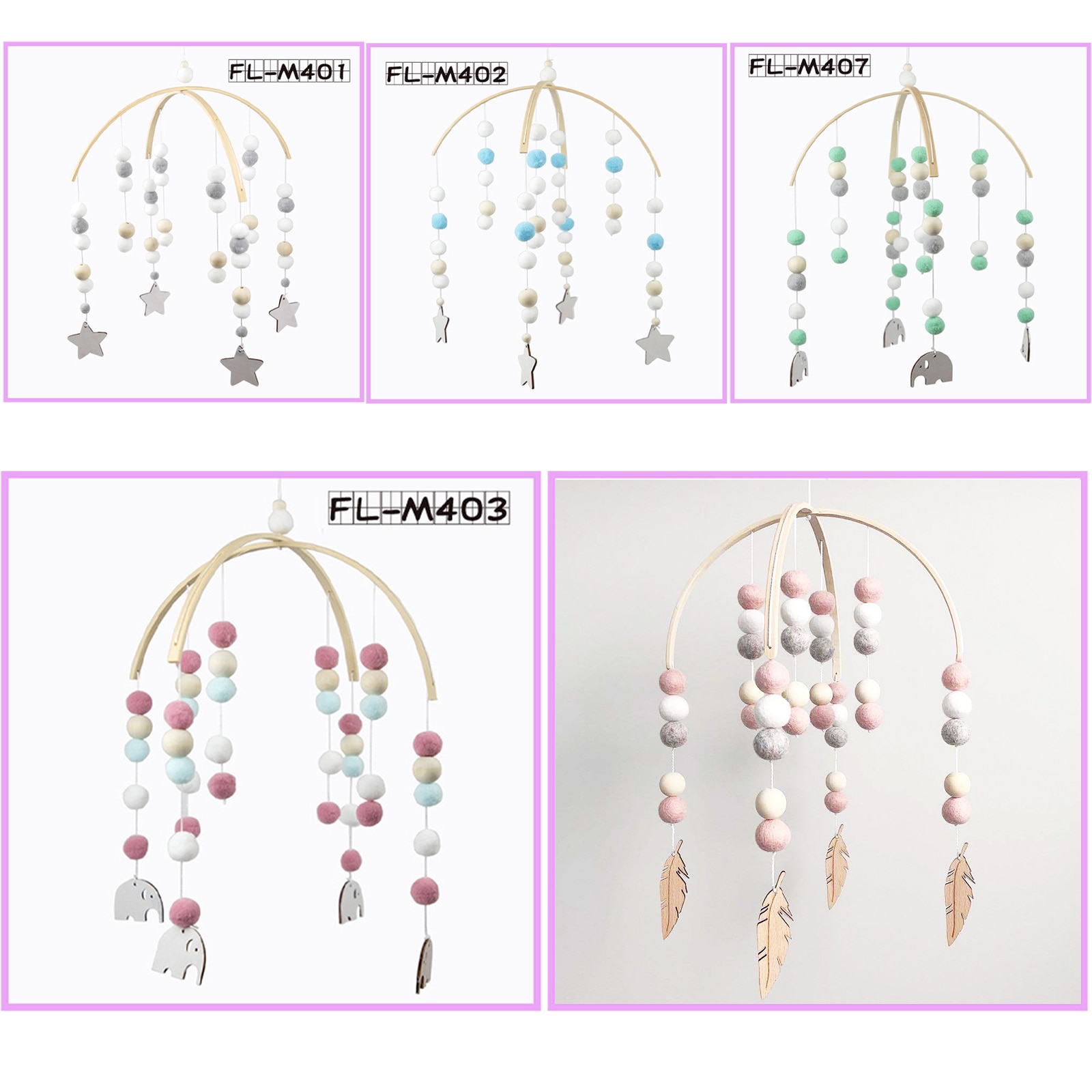 Mugoyrt presepe calde sonagli mobili in stile nordico sonagli palle di lana campana a vento neonato lettino appeso campana decorazione della stanza infantile giocattolo