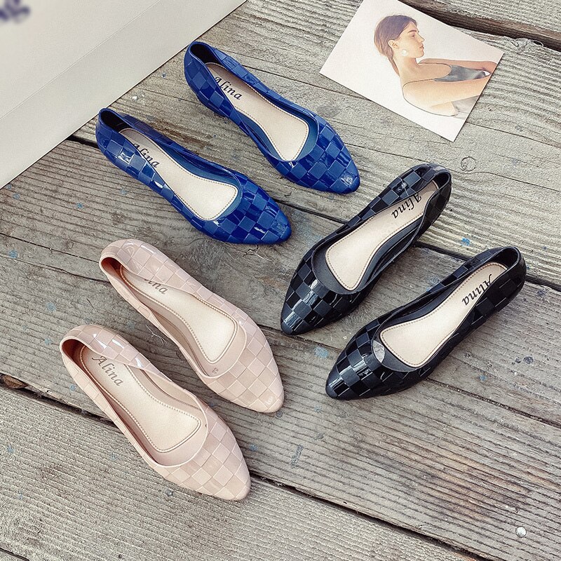 Waterdichte antislip damesschoenen koreaanse stijl pumps hakken rubberen jelly schoenen