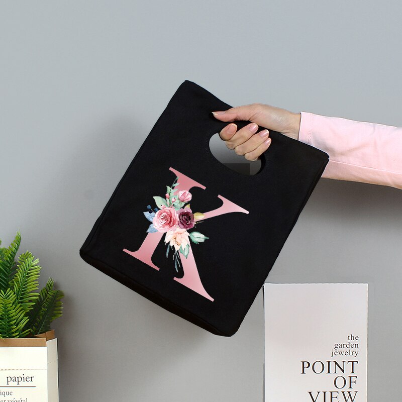 Różowe litery Unisex przenośna torba na Lunch izolowane pudełko na Lunch Tote Bag biuro lodówka pojemnik torba do przechowywania żywności Tote Bag: 9pinkK