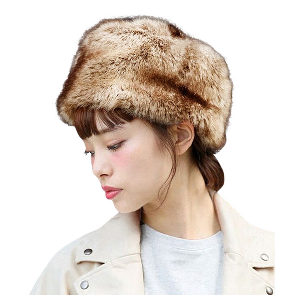 Women Hiking Caps Winter Hat Keep Warm Faux Fur Headgear Snow Hat Cap