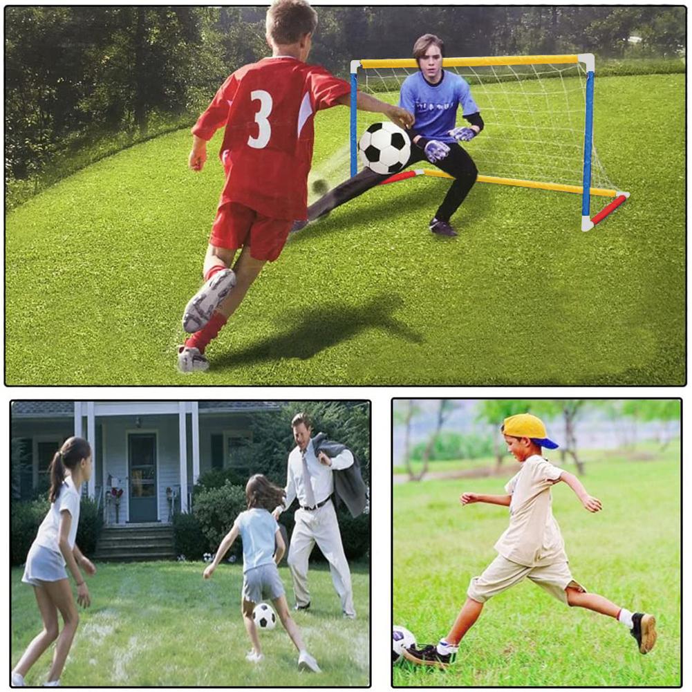 Kids Soccer Goal Set Mini Portable Football Net Kit with Pump for Sports Backyard Indoor