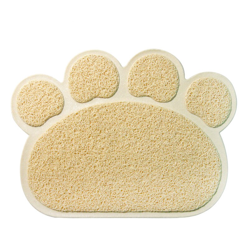 FML Pet Cat Litter Mat Paw Print Dog Cat Toilet for Cats Pet Accessories Kitty Dish Feeding Bowl Easy Cleaning Sleeping Pad: beige