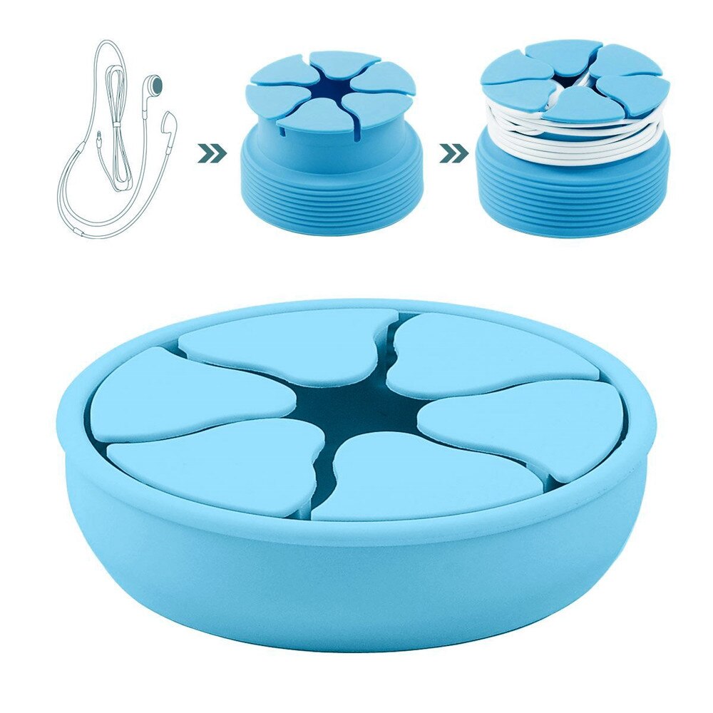 Round Silicone Office Desk Organizer Desk Stationary Storage Box Earphone Protector USB Cable HolderCable Winder Accessorie