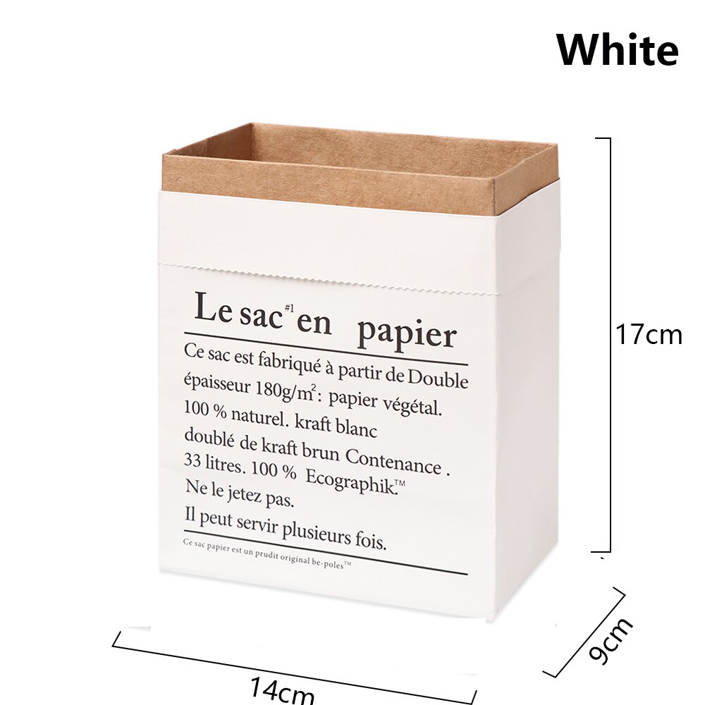 1PC Double Layers Kraft Paper Bag Storage Basket DIY Vase Flowerpot Package Party Supplies Home Decoration Desktop Ornament: white