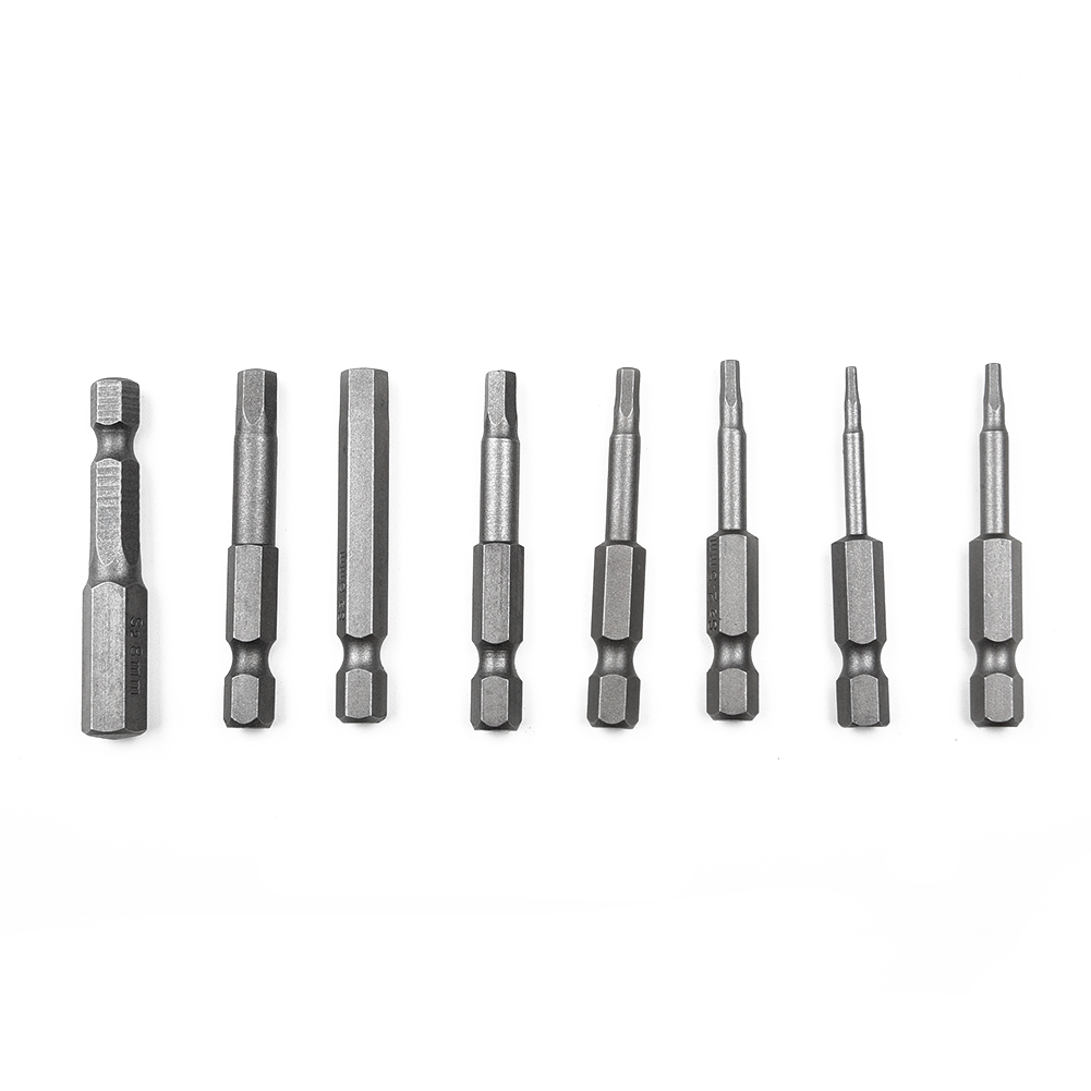 8 Stuks Set 50Mm 1/4 Inch Hex Shank Magnetic Hex Schroevendraaier Bits Elektrische Driver Bits Schroevendraaier Boor s2 H1.5-H8