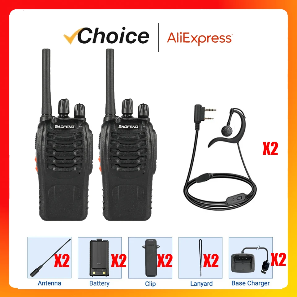 Baofeng 2PCS Amateur Handheld Two Way Radio TH-888S PMR Tragbare Walkie Talkies für Erwachsene Wandern Radfahren Camping: Default Title