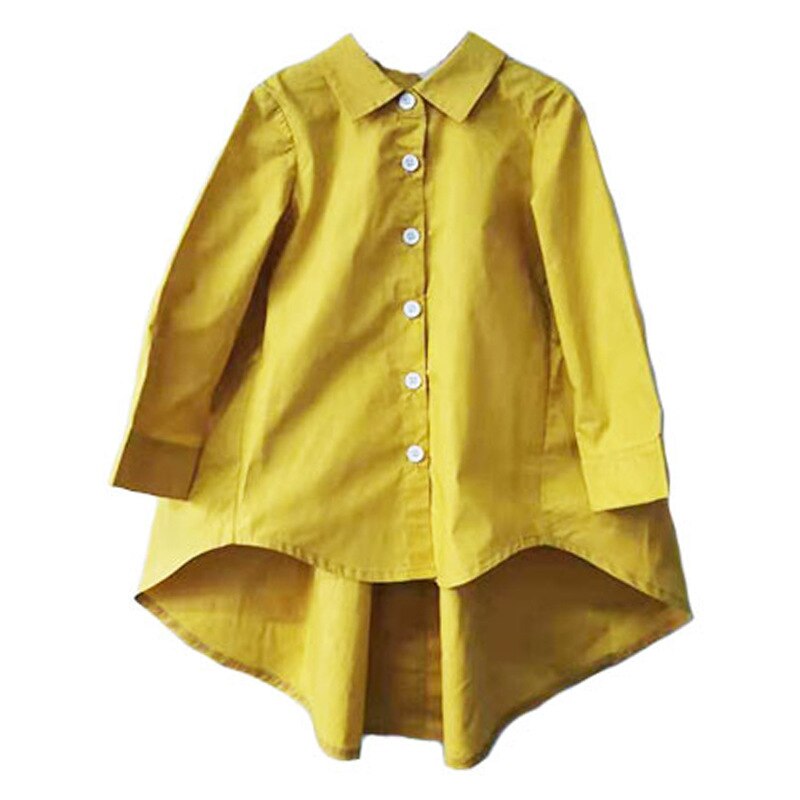 Blouses pour fille retour à l'école enfants vêtements à manches longues col rabattu blanc jaune haut d'automne enfants chemises fille Blouse
