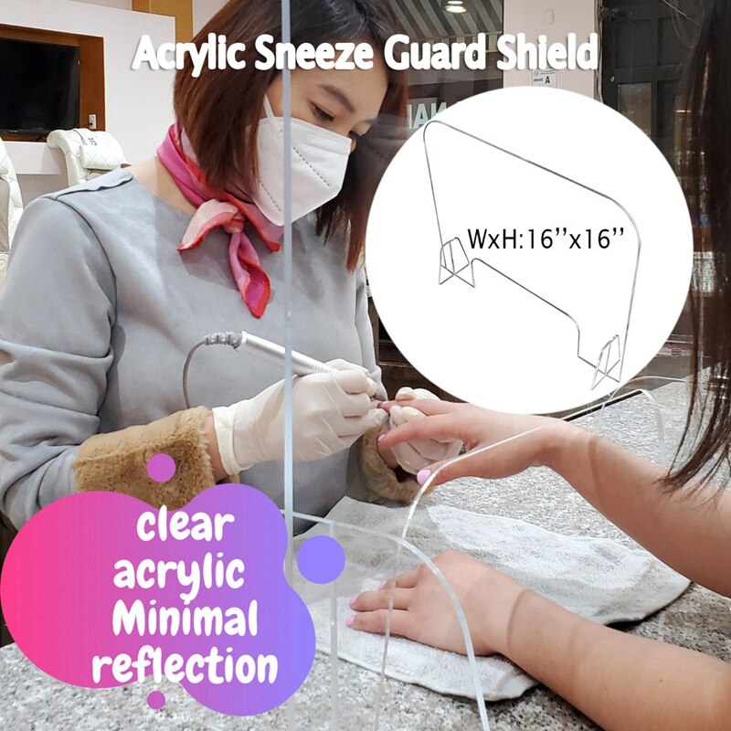 40X40cm Sneeze Guard, Transparent Counter Protective Sn Portable Counter Shield for Store Retail Office