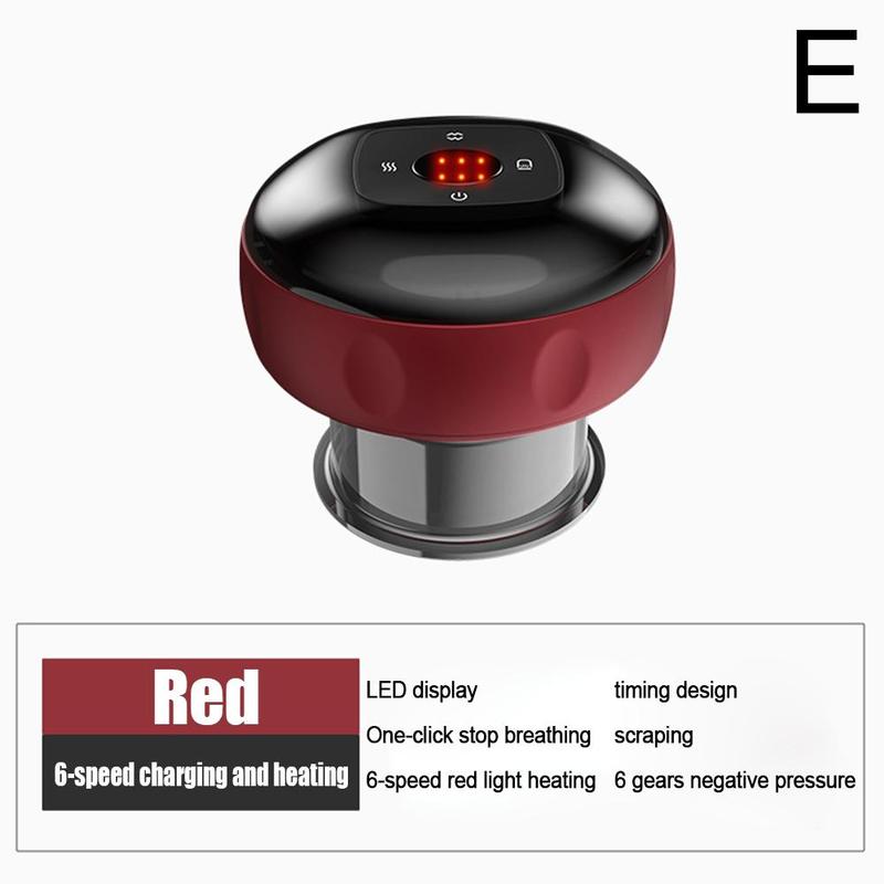 Cupping Therapy Machine Electric Cupping Massager Vibration Function Muscle Stimulator Massage Points Vacuum Suction Cups: Red  6speed 