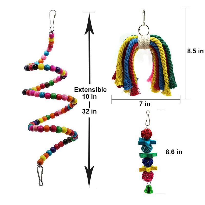 Vogel Papegaai Speelgoed, 7 Packs Vogel Swing Kauwen Opknoping Zitstokken Met Bells Voor Papegaai Dwergpapegaai Howl Budgie Valkparkieten Ara Fi