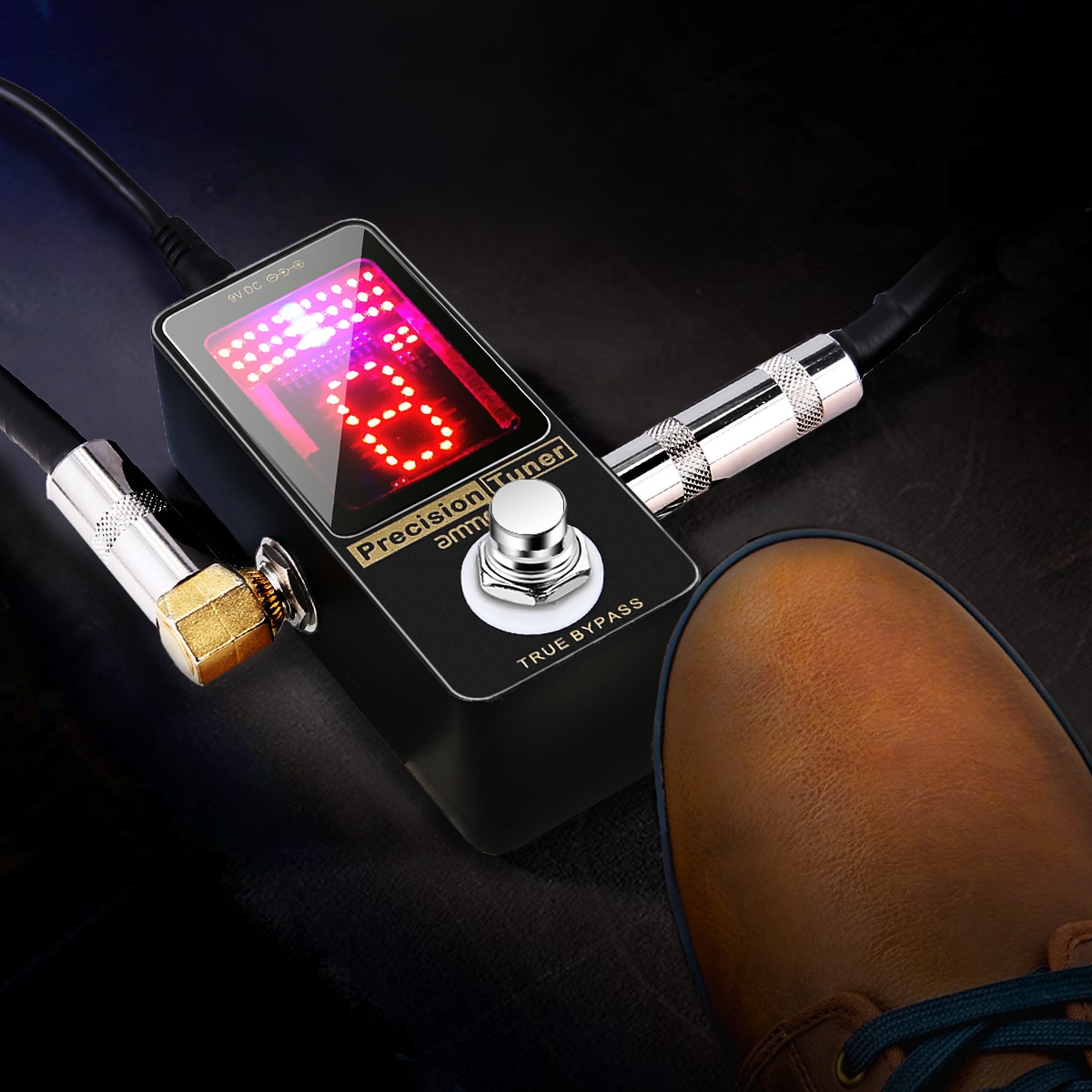 ammoon Precision Chromatic Tuner Pedal Large LED Display Full Metal Shell with True Bypass for Guitar Bass