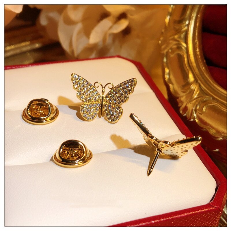 Butterfly Brooch - S925 Sterling Silver - Cubic Zirconia - Women's Lapel Pin