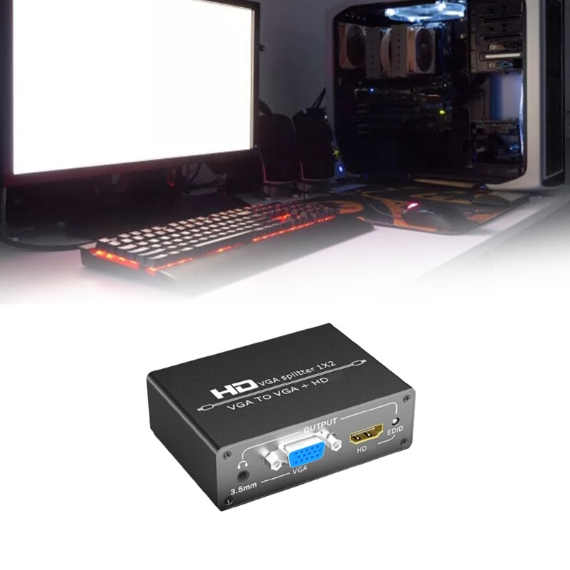 2 In 1 Multi-Monitor Adapter Vga Splitter Vga Monitor Projector 1080P Geschikt Voor Thuis Muziek