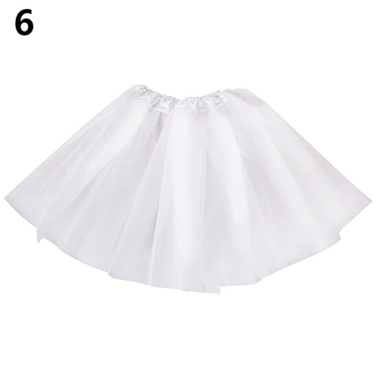 Filles belle Multi couches Tulle taille élastique jupe gonflée Tu tu princesse robe pour enfants fille scène performance: WHITE
