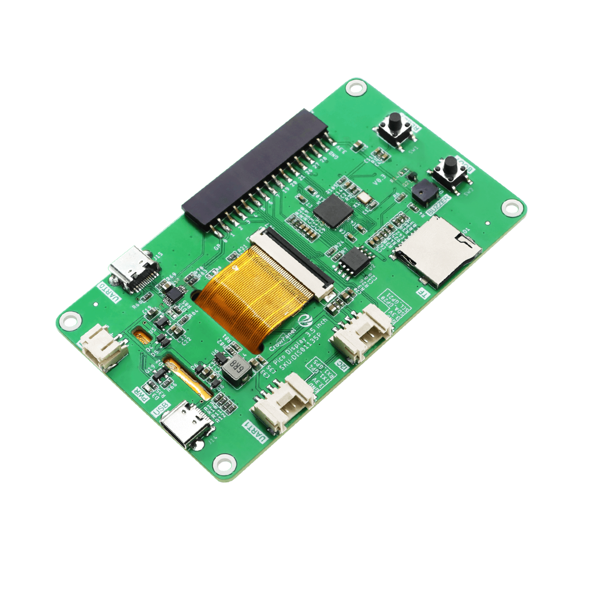 Elecrow crowpanel pico -3.5 tommer 480*320 display tft lcd hmi modul spi berøringsskærm med  rp2040 understøtter lvgl/c/c++/micropython