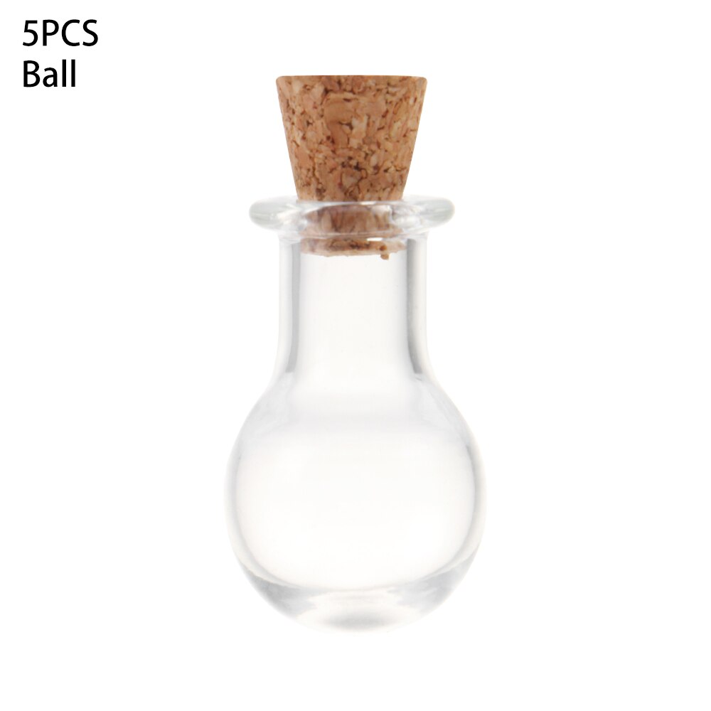 5Pc Mini Transparante Kurk Glazen Flessen Lege Sample Groene Kraal Potten Wishing Bulk Containers Decor Hangers Opslag Flacon: Ball