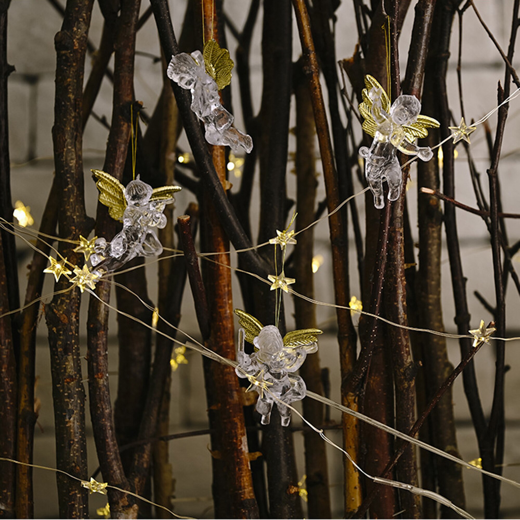 Christmas Transparent Angel Pendant Mini Acrylic Angel Hanging Ornaments Christmas Decorations Window Scene Arrangement