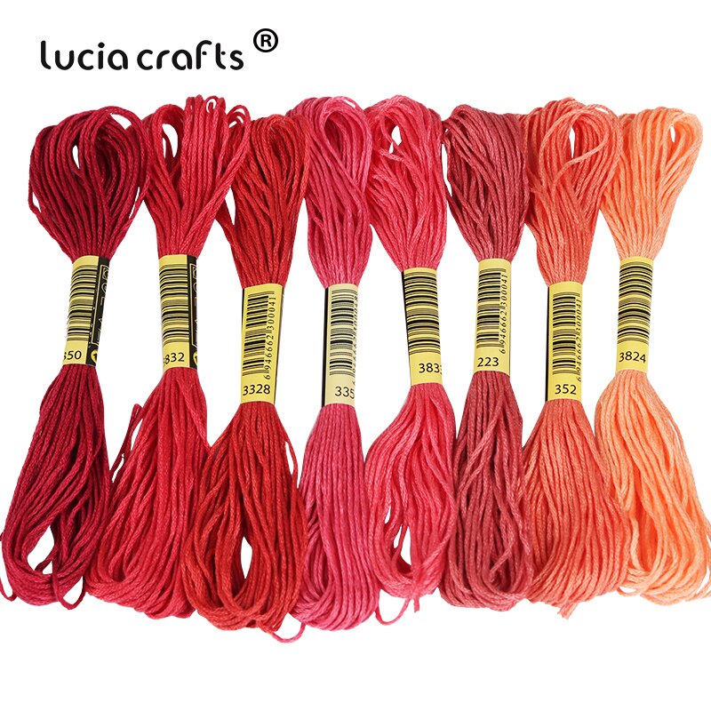 Lucia Crafts 8 Pcs/Lot Multicolor Thread Cross Stitch Cotton Sewing Skeins Embroidery Thread Kit DIY Sewing W0311: C19