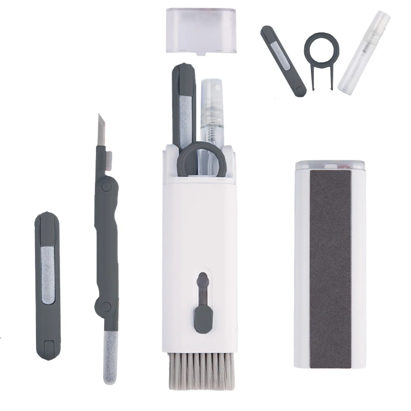 Kit de nettoyage de clavier 7 en 1, nettoyeur pour ordinateurs portables avec extracteur de capuchons de touches, ensemble de nettoyage de brosse de clavier multifonctionnel pour téléphone Airpods: green