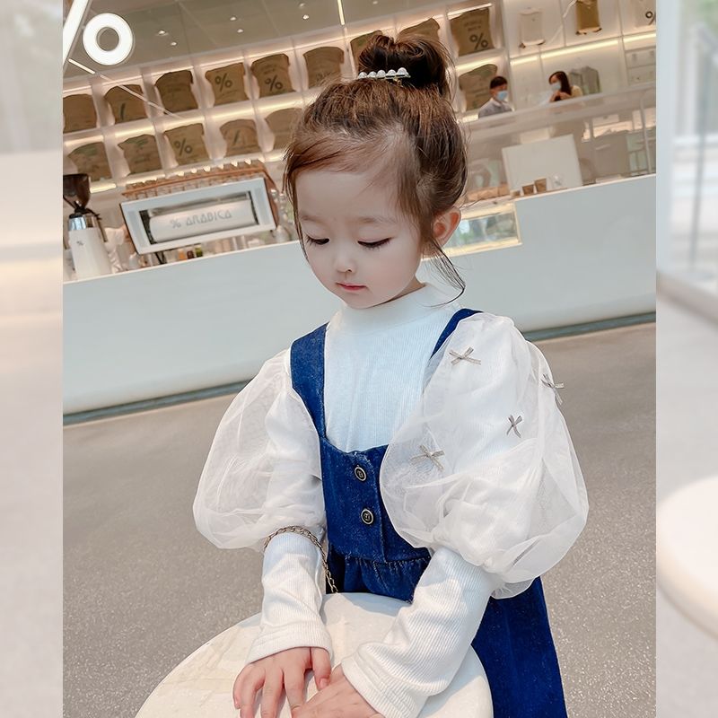Monos de mezclilla para niñas, peto holgado informal azul para niños, pantalones vaqueros de pierna ancha, ropa para bebés, monos de estilo coreano