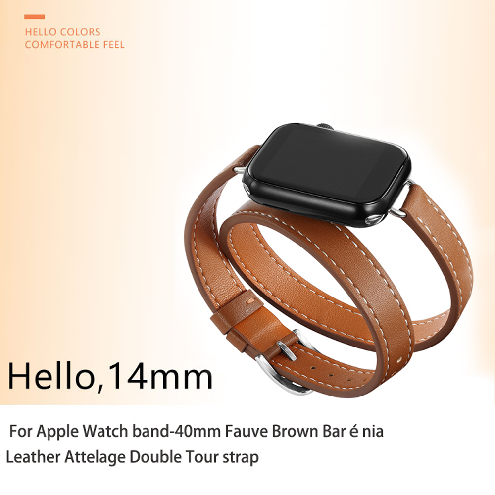 Läderarmband för apple watch-band ultra 2 49mm 40mm 41mm double tour 45mm 42mm 44mm för iwatch-serien 9 8 7 6 se 5 4 3 26 38mm