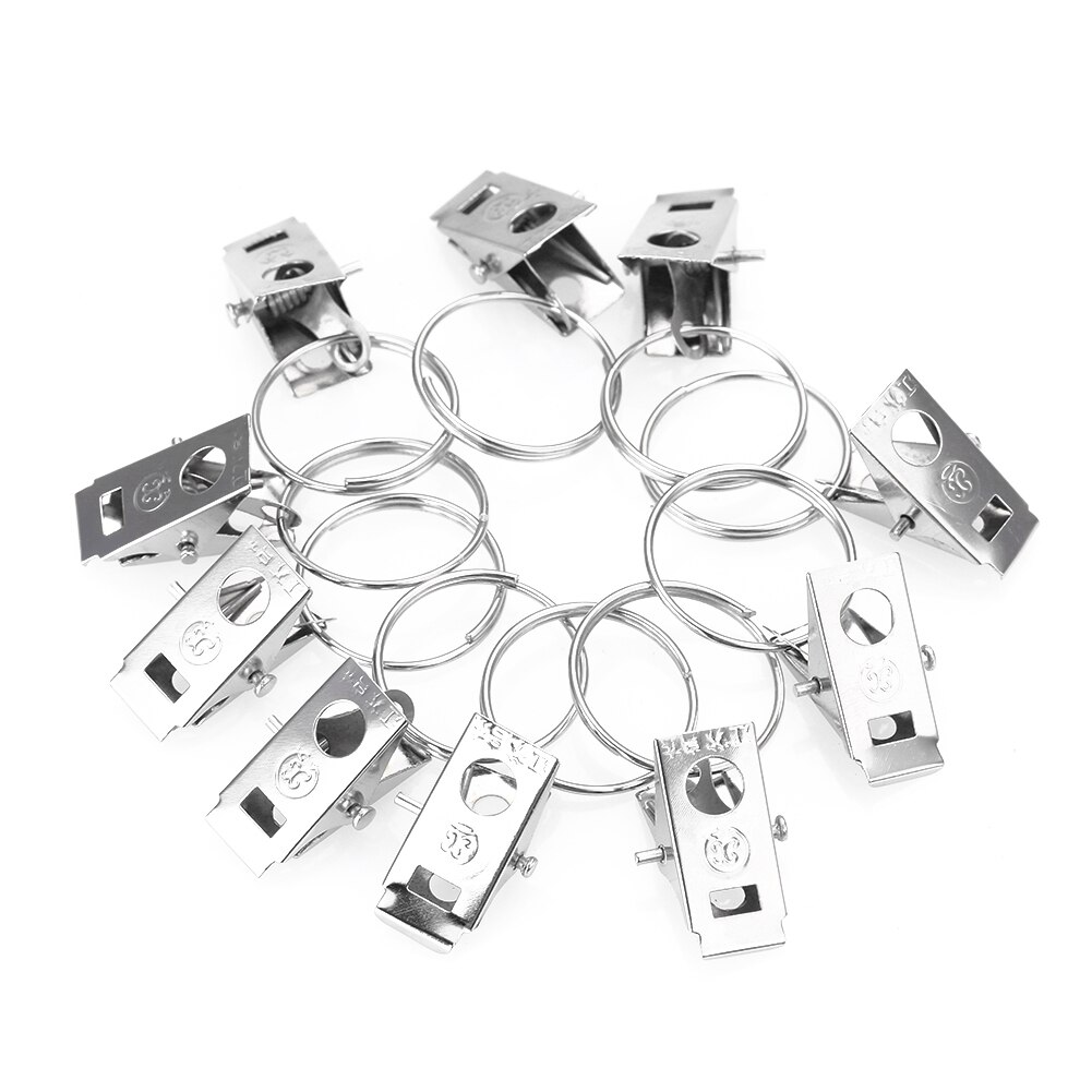 10 st metallfönster duschdraperi draperi stång klämmor klämringar universal