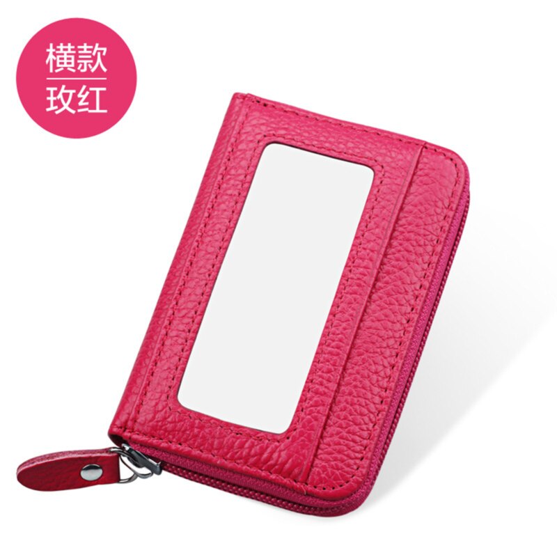 LKEEP-Mini cartera Vintage Unisex para hombre y mujer, monedero, tarjetas, portadores de identificación, PU sólido, billetera de cuero,: Rose Red 2