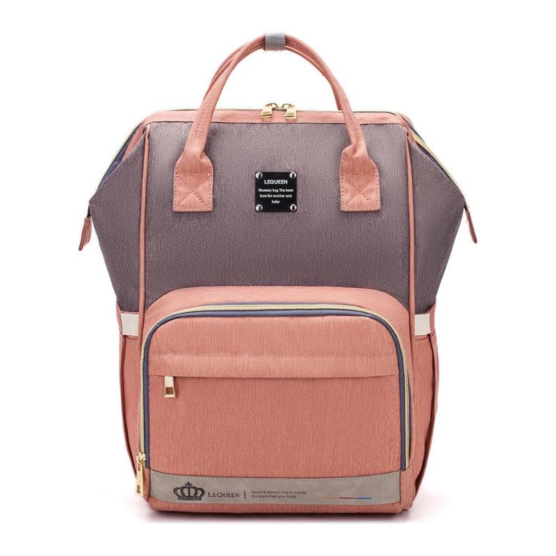 LEQUEEN Diaper Baby Bags Backpack For Moms Baby Bag Maternity Hospital Bag Care Nappy Bag Travel Stroller Send Free Hooks bolsos: grey orange