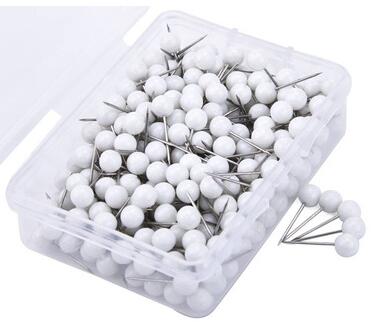 300 stk farvede kortstifter thumbtacks pushpins rundt hoved push push pins til korkplade dekorative metal plast pin 6 farver 5mm: Hvid