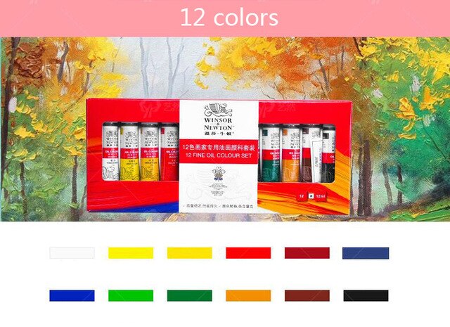 Winsor &amp; Newton-Juego de pintura al óleo para artista, suministros de arte para dibujo, 12/18 colores: 12 Colors