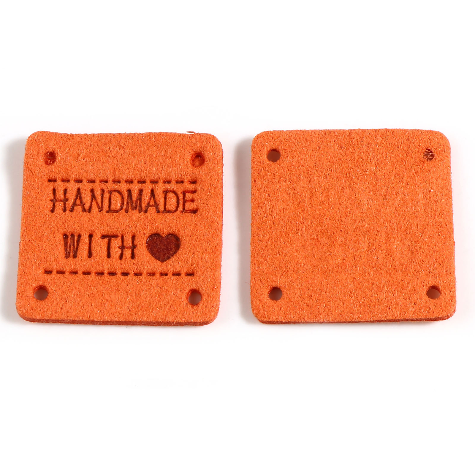 20 sztuk ręcznie wykonane z miłością odzież tłoczone etykiety sztuczny zamsz Lether etykiety tagi plac do szycia odzieży Knitting Tag 25x25mm: 8