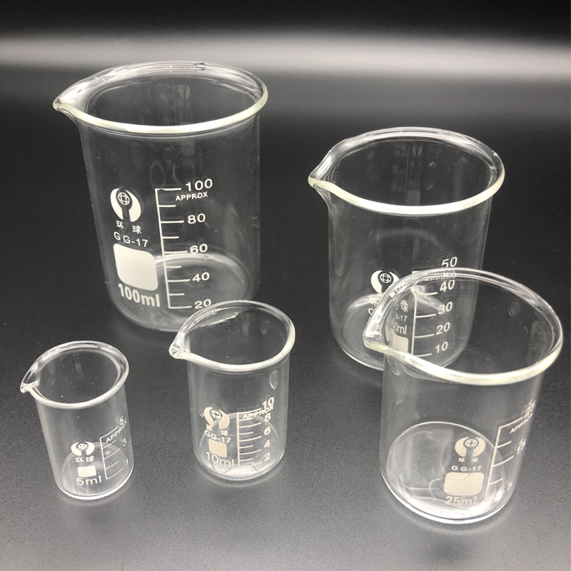 Vaso medidor de vidrio borosilicato, recipiente de laboratorio, 5/10/25/50/100mL