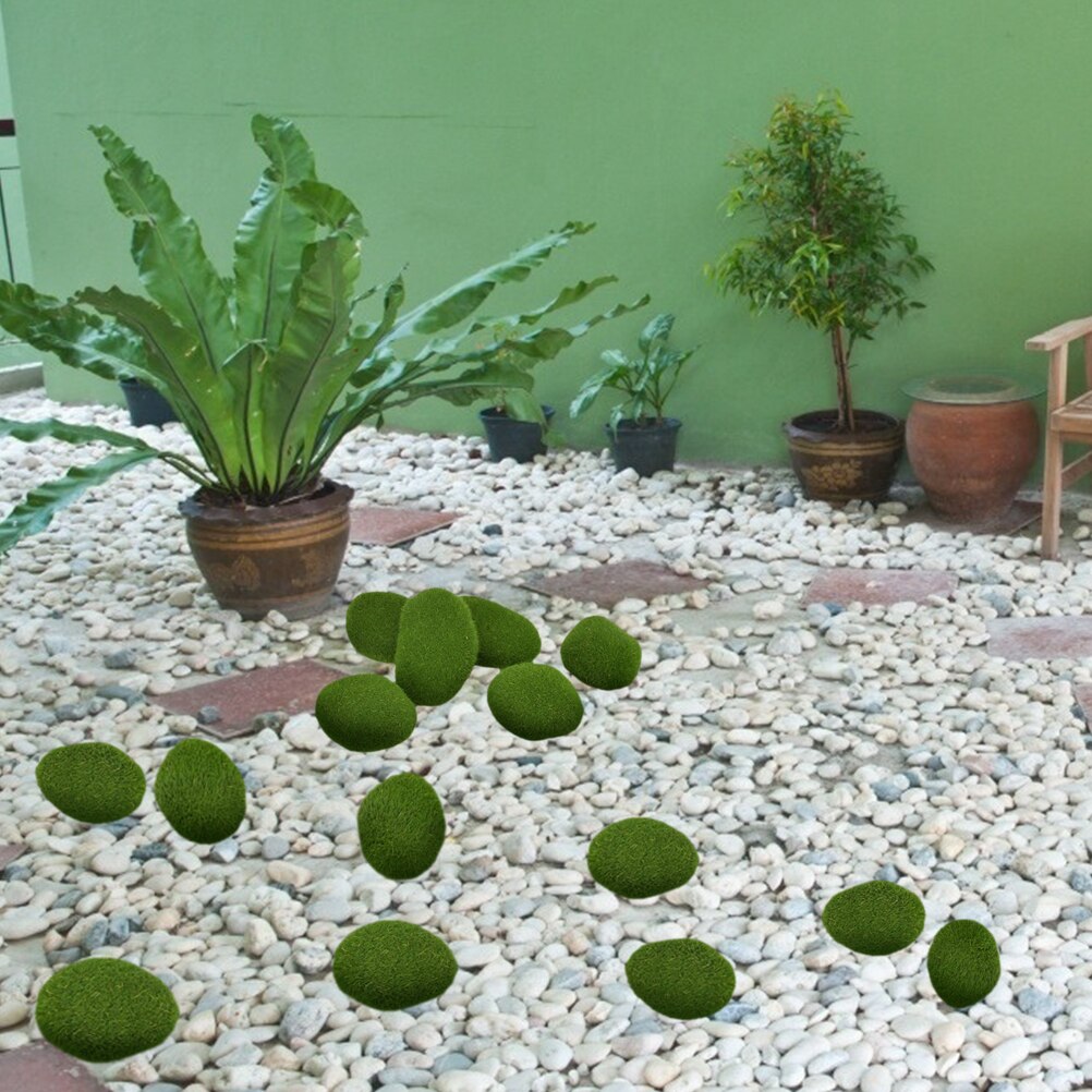 12 Stck Künstliche Moos Steine Moos Ball Kleine Mitte Große Moos Felsen Grünen Graden Dekorative Simulation Moos Für Blumentopf garten