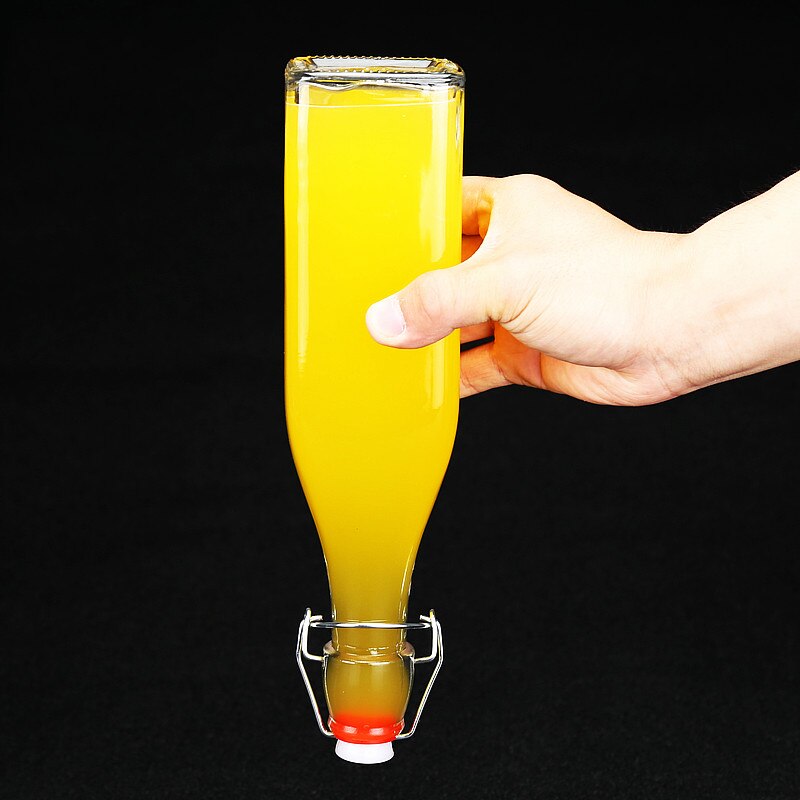 500ML Glass Drink Bottle Juice Bottle with Snap Attached Cap Great for Lemonade, Juice, Home Beer Brewing or Any Beverage